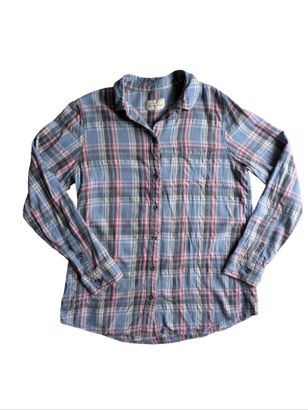 Marine Layer Flannel Button Up Long Sleeve Shirt Medium Coastal Classic Ethical